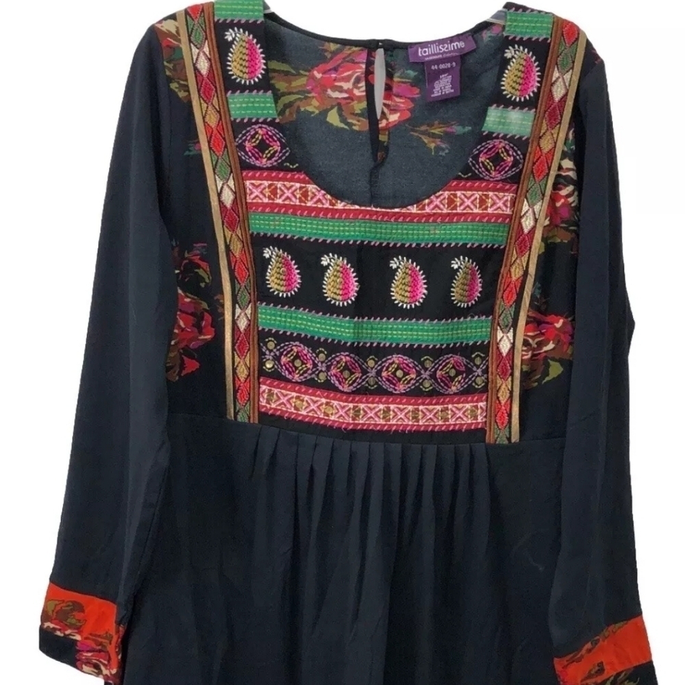 Plus size La Redoute Taillissime floral embroidered bib scoop neck dress - Picture 3 of 9